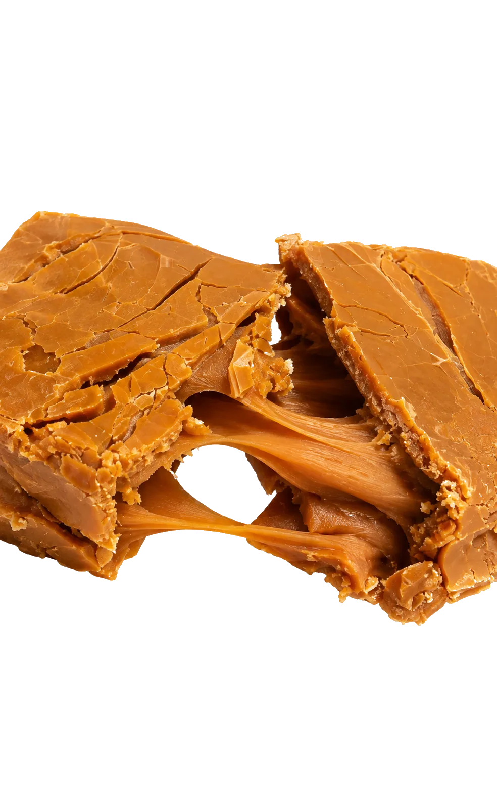 Doce de Leite Puxa-Puxa aberto mostrando a textura macia e o efeito puxa-puxa